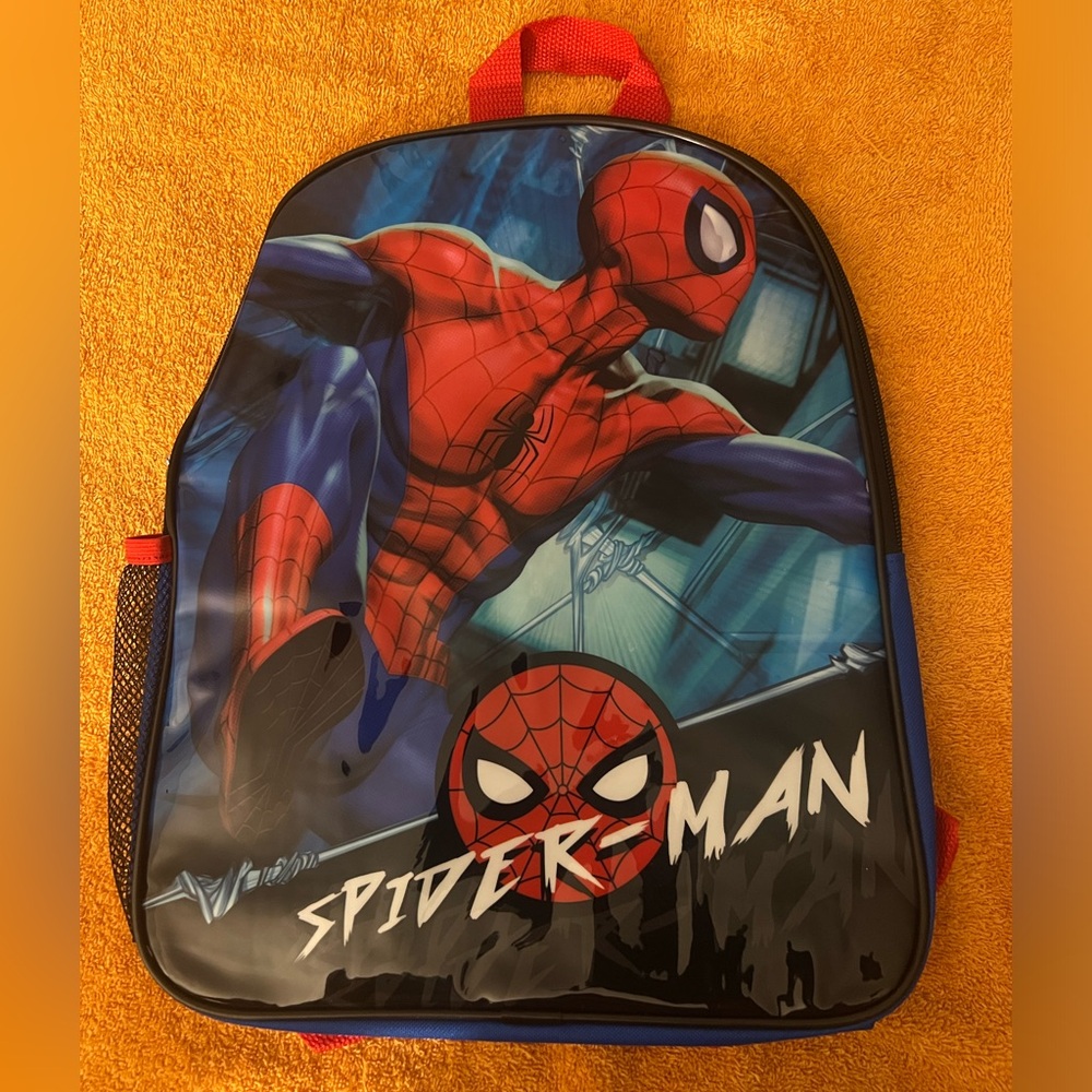 Spiderman book bag with coloring book and crayons